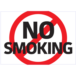 No Smoking Stickers Vinyl Red, Black on White 135mm Circle